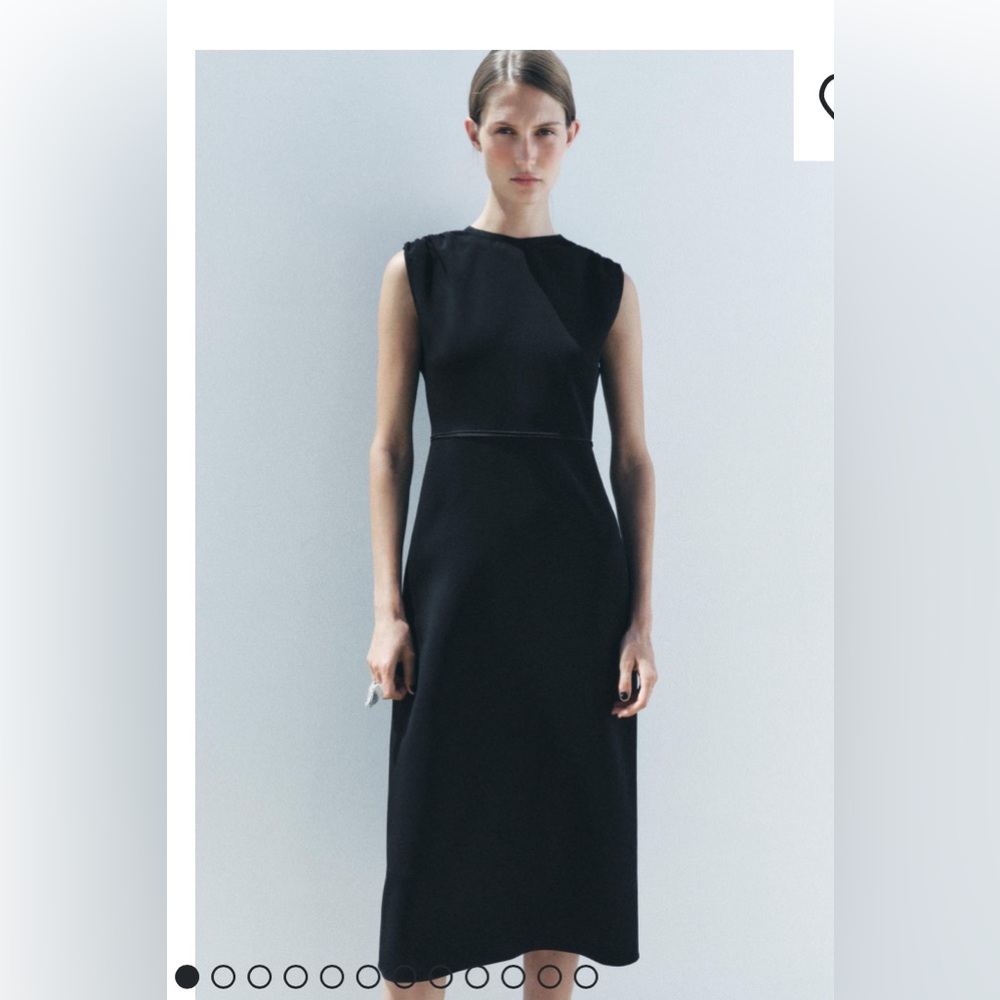 ZARA RUFFLED MIDI DRESS ZW COLLECTION Elegant Black Sleeveless Dress. Size XL